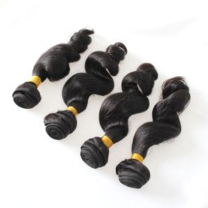 Loose Wave Virgin Hair Bundle Deals Natural Color 4 Bundles 100% Human Hair Weaving Natural Färg Hårvävning