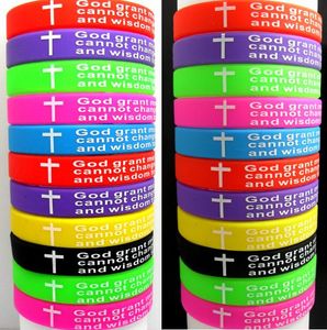 100pcs Top MIX Serenity Prayer bracelets Bible Cross Color Wristbands wholesale Christian Jesus Jewelry Lots