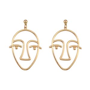 idealway 2 Color New Fashion Gold Silver Plated Simple Face Shaped Drop Earrings