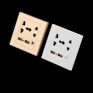1pc Dual TWO USB Electric FIVE Wall Charger Switch Dock Station Socket Power Outlet Panel Plate 110V-250V