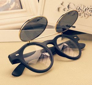Mode retro vintage punk stilar 1950-talet män kvinnor solglasögon solglasögon flip up cyber runda glasögon glasögon