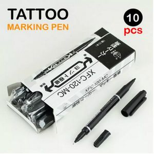 10st Assorted Tattoo Transfer Pen Black Dual Tattoo Skin Marker Pen Tatuering Leverans för permanent smink Gratis frakt