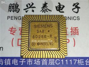 SAB80286-R , LCC-68 ceramic package gold . 80286-R . Vintage 16-bit microprocessor ~ 80286 old cpu , 286 /CQCC68 / IC