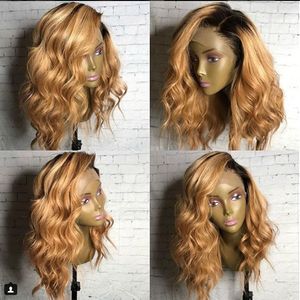 1b/27 Two Tone Lace Front Wig Glueless Human Hair Wigs For Black Women Brazilian Virgin Body Wave Honey Blonde Color