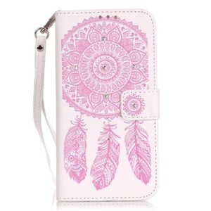 Bling Diamond DreamCatcher Portfel Skórzany Studka Karty Slot Pasek dla iPhone X 7 8 Plus Samsung S7 Edge S8 S9 Plus