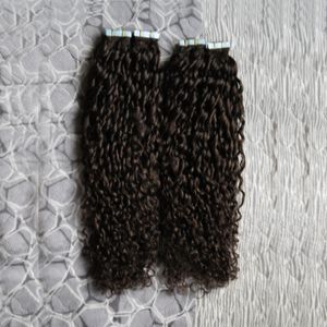 Nastro riccio mongolo riccio in estensioni dei capelli umani 200g 80 pezzi capelli ricci crespi afro crespi estensioni dei capelli di trama