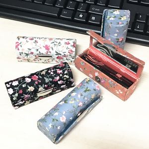 Neue tragbare Spiegel Kleine Geschenkbox Süßigkeiten Geschenkboxen High End Floral Vintage Leere Lippenstift Aufbewahrungshülle Lippenbalsam Verpackung Tubes Behälter