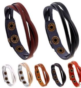 Envoltório Multilayer Charm Pulseiras Homens e Mulheres Handmade Couro Trançado Corda Ajustável Retro Bracelet