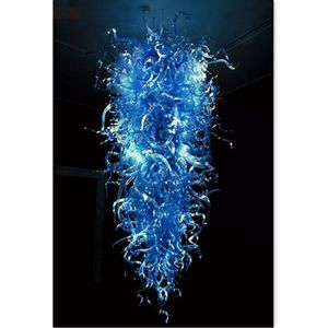 Lampade Lampadari di grandi dimensioni LED Vetro borosilicato Luce blu Soggiorno Lampadario di cristallo artistico fatto a mano Illuminazione Luci calde