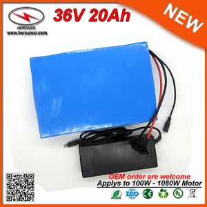 1000W Ebike Electric Bike Deep Cycle Battery Pack 36v 20Ah Lithium Battery with 30A BMS 2A Charger 18650 Cell Li Ion Battery