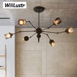 Nordic creative iron cage pendant lamp suspension light design spider lighting hotel restaurant cafe bar rust black white