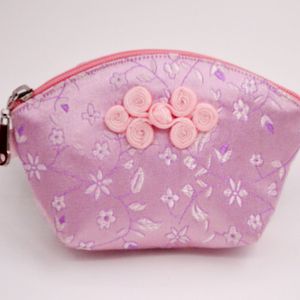 Nó chinês Pequeno Zipper Shell Coin Purse High End Brocade De Seda Saco de Presente Da Jóia Sacos de Favor de Doces Batom Maquiagem Espelho Bolsa De Armazenamento