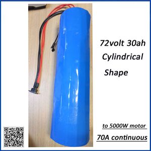 Cylindrisk form Litium Ion 72V Batteripack Runda Li Ion 72V 30AH batteri för 4000W motor med 60A BMS + 5A laddare