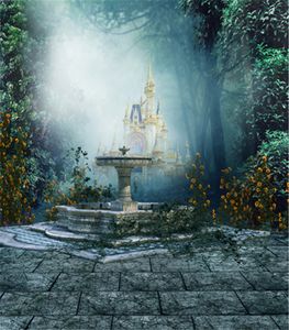 8x10ft Mysterious Castle Forest Photography Backgrounds Yellow Flowers Retro Vintage Studio Props Wallpaper Photo Booth Backdrops Fabric