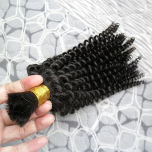 Naturlig färg mongolisk lös lockigt hår 100 g mänsklig flätning hår bulk 1 st afro kinky bulk mänskligt hår