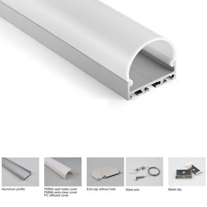 100 X 1M sets/lot Office lighting aluminum U channel and Round shape led extrusion profile for pendant Or suspension lighting