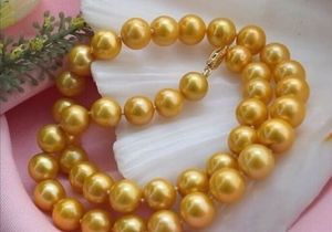 Gorgeous 10mm Gold Sea Shell Pearl Necklace 18 '' 4K Zapięcie