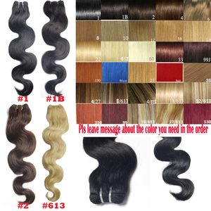 16-28inches 100g/Pcs 100% Remy Human Hair Weft Weaving Extensions Straight Natural Silk Non-clips