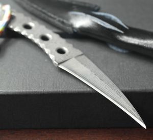 高品質ダマスカスカラムビット爪ナイフ58 HRCブレード屋外キャンプハイキング釣り固定ブレードナイフ