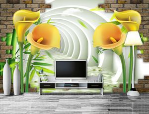 Flores 3D Stereoskopowe Tapety ścienne Salon Sofa TV Tło Bez Szwu Tapety Non-Woven Pintura Decorativa