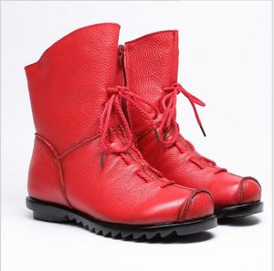 Hot original design martin botas outono inverno couro genu￭no mulheres preto moda botas quente