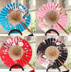 Wholesale silk hand fan for sale - Group buy The Windmill Japanese Folding Circular Fan Wedding Hand Fan Chinese Silk Cloth Variety of Designs and Patterns