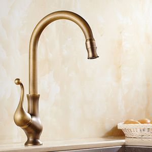 Deck Mounted Antique Brass Kitchen Faucet With Cold and Hot Water supply /Other Faucets Showers & Accs HS430/Multifunctional wrench