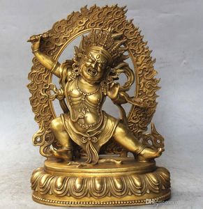 Statua del buddha Vajrapani Chana Dorje Mahakala in bronzo del buddismo tibetano cinese da 11 pollici