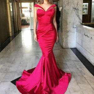 Seksi Kırmızı Akşam kıyafeti Sevgiliye Pleats Mermaid Uzun Örgün Balo Parti Elbiseler Hızlı Kargo Saten Custom Made vestido longo