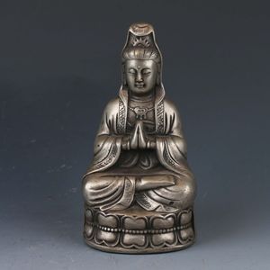 La Ana Kwan Yin Heykeli Qing Dynastie Koleksiyon Chinois Miao Argent heykel