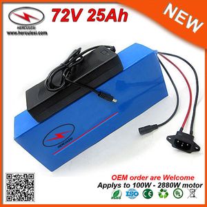 Big Power 2880W 72V Electric Bike Battery 25Ah Ebike Lithium Batetry Pack in 26650 Cell Li Ion Batetry 40A BMS 2A Charger