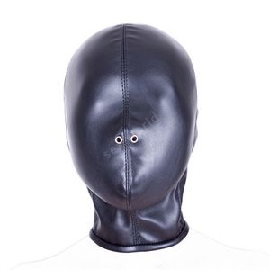 Weiche PU-Leder-Haube-Maske-Haube-Bondage-Augenbinde-Sexspielzeug für Paare BDSM-Erwachsenspiel-Fantasie-Sex-Cosplay-Fesseln-Sex-Produkt q0506