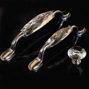 128mm Modern Fashion Deluxe Clear Crystal pull Wine cabinet wardrobe door handles silver chrome drawer dresser pulls knobs 5" 3.75"