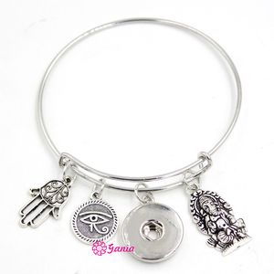 Nowy przybycie moda Modna zamienna drutowa bransoletka Bransoletka religijna ręka oczy Buddha urok snap bracelets kobiet biżuteria