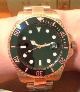 Hoge kwaliteit luxe mannen horloges merk goud roestvrij staal groen gezicht keramische bezel zakelijke heren mechanische automatische polshorloges geschenkdoos