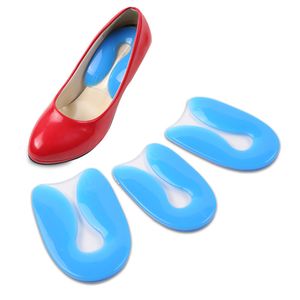 Plantar Fasit Omuz Ayakkabıları toptan satış-Silikon Jel Astarı Ayak Ağrı kesici U şekil Plantar Fasiit Topuk Koruyucu Mavi Yarım Pad Ayakkabı Ekleme Tabanlık Erkek Kadın