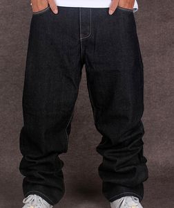 Wholesale-Black Baggy Jeans Men Hip Hop Streetwear Skateboarder Denim Pants Loose Fit Plus Size Hiphop Size 42 Size 44 Free Shipping