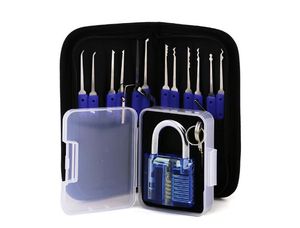 12 pcs Desbloqueio Lock Pick Set Extrator Ferramenta Chave com Cadeados Prática Azul Lock Pick Ferramentas para serralheiro