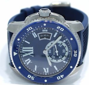 熱い販売キャリバー デ ダイバー WSCA0011 ブルー ダイヤルとラバー 42 ミリメートル自動巻き時計メンズ腕時計腕時計