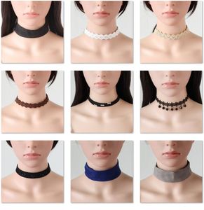 Neue 43 Arten Halsband-Halskette für Frauen Gothic-Leder-Halsband-Halsband-Liebes-PU-Diamant-Halsband-Halsketten