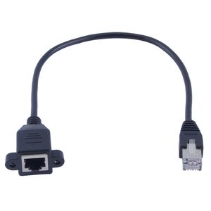 Freeshipping 5PCS / Parti 30cm / 1m RJ45 Kabel Male till Kvinnlig Skruvpanel Mount Ethernet LAN Nätverksförlängningskabel