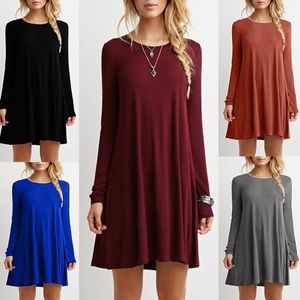 Long sleeve dresses plus size women clothing loose thin solid color black dress ladies china clothes casual dresses for womens