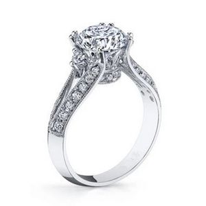 Vecalon 4 punte Fashion Women ring 2ct Diamond Cz 925 Sterling Silver Jewelry Anello di fidanzamento per le donne