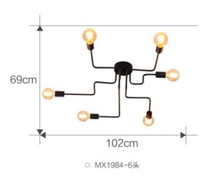 Vintage takljus järn flera stång kreativa retro personlighet Luminaria industriell LED Home Lighting fixtur taklampa