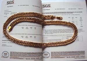 Bilateral Knurling Ouro Autêntico 14k Ouro Sólido Chapão de Link Cubana Chain Colar Sz 24 