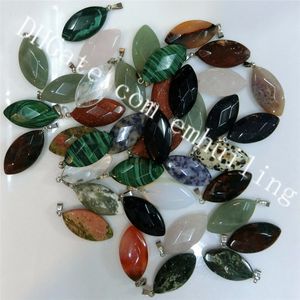 15 * 30mm Oval Lapidado Gemstone Pingente Misturado Aleatória Natural Pedra De Cristal De Quartzo Ponto de Cura Chakra Pingente Encantos Soltos para Fazer Jóias