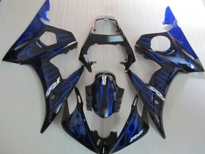 Высококачественный обтекательный комплект для Yamaha YZF R6 03 04 05 Blue Flame Black Flatings Set YZF R6 2003 2004 2005 OT22