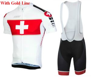 2024 Svizzera Team Pro Cycling Jersey BIKE SHORTS SET Estate MENS Mtb Abbigliamento bici Ropa Maillot Ciclismo con gel pad