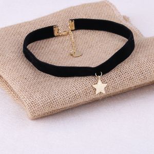 Everfast 10pc/Lot New Wire Ritning Star Pendant Black Korea Velvet Rope Choker Collar Halsband Kvinna Collier Bijoux Girls Gift EFN008V