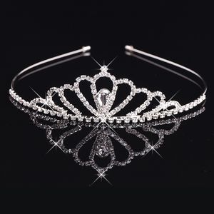 Meninas coroas com strass jóias de casamento headpieces festa de aniversário desempenho pageant cristal tiaras acessórios de casamento # BW-T026